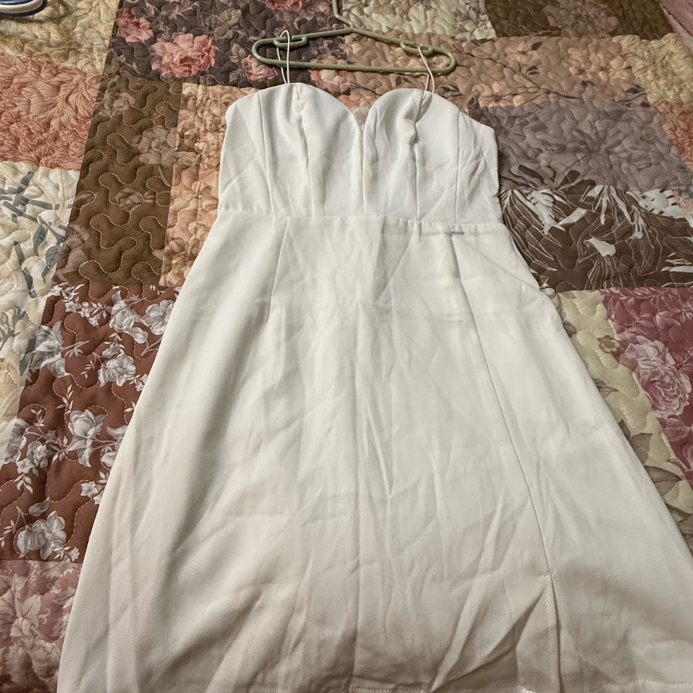 Fashion Nova Strapless White Sweetheart A-Line Dress